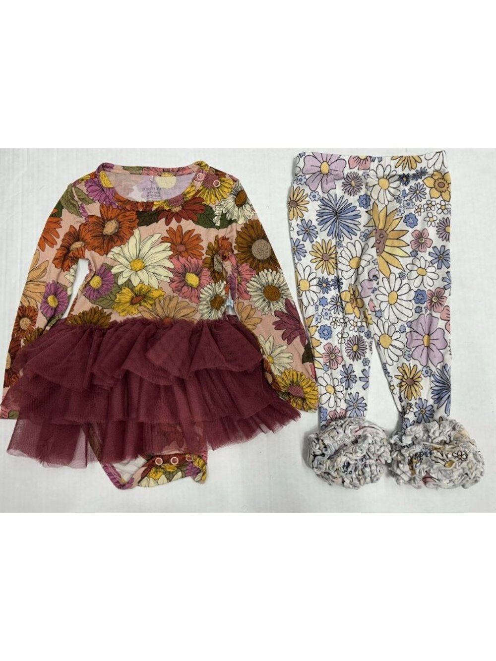 Posh Peanut Baby Bamboo Lot/2 Long Sleeve Tutu & Pants 18-24 MONTH Floral